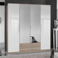 gastineau 4 door wardrobe in oak with mirrors and drawers