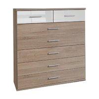 Gamma Oak and White Gloss 7 Drawer Tallboy Chest