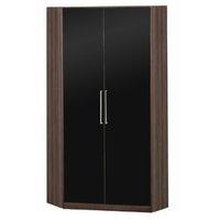 gamma 2 door mirrored corner wardrobe black