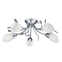 Gardenia Chrome 5 Light Ceiling Light Opal