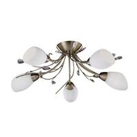 Gardenia Antique Brass 5 Light Opal