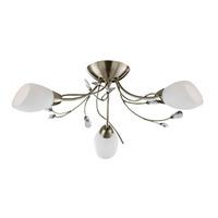 Gardenia Antique Brass 3 Light Opal