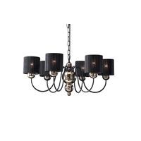 GAR0663 Garbo 6 Light Pendant with Black Shades