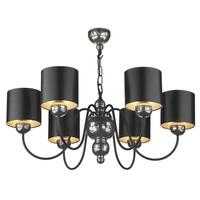 GAR0621 Garbo 6 Light Pewter Chandelier With Black Shades