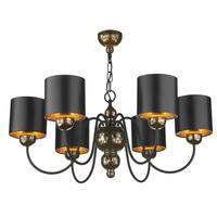 gar0673 garbo 6 light bronze chandelier with black shades