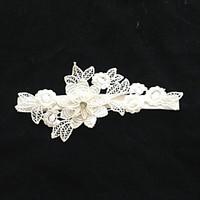 garter stretch satin flower ivory