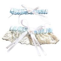 garter polyester lace bowknot beige