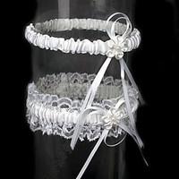 garter lace satin ribbon flower white