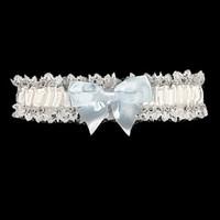 garter lace satin bowknot white