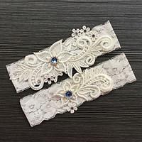 Garter Lace Lace Rhinestone Ivory