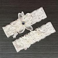 Garter Lace Lace Rhinestone Ivory