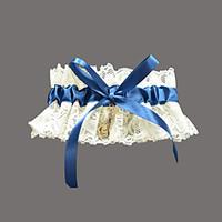 Garter Lace Satin Rhinestone Blue