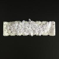 Garter Stretch Satin Flower / Rhinestone Ivory