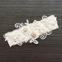 garter lace lace rhinestone ivory