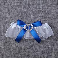 garter organza bowknot white blue