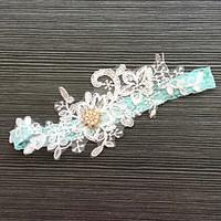 garter lace lace rhinestone blue