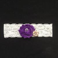 Garter Lace Flower/Imitation Pearl Ivory