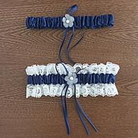 garter polyester flower lace blue