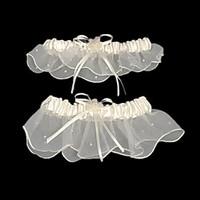 garter chiffon satin beading ribbon white