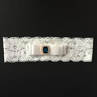 Garter Stretch Satin Flower / Rhinestone Ivory