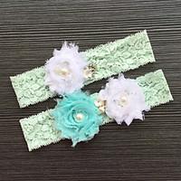 Garter Stretch Satin Lace Lace Green