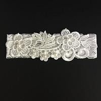 Garter Stretch Satin Flower / Rhinestone Ivory