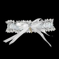 Garter Lace Satin Bowknot Ribbon White