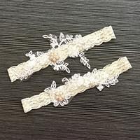 Garter Lace Lace Rhinestone Ivory