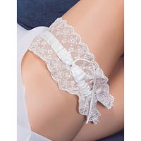 garter satin lace bowknot imitation pearl ivory