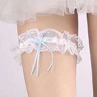 garter lace nylon bowknot ribbon rhinestone ivory