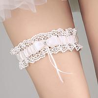 garter lace nylon bowknot ribbon rhinestone ivory