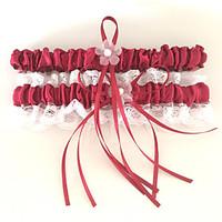 garter polyester flower lace red