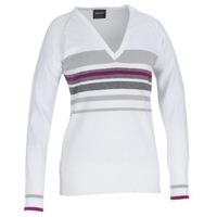 Galvin Green Corinne V-Neck Sweater White/Purple Rain/Grey Melange