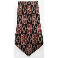 Galileo black & red mix patterned silk tie