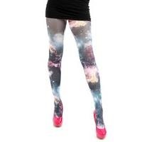 Galactic Sky Printed Tights - Size: Size 8-14