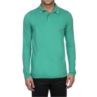 garment dye green slim fit long sleeve polo shirt 100 supima cotton