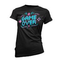 Game Over Pixel Credits Women\'s Black T-Shirt - XL