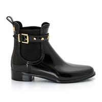 Garda Patent PVC Ankle Boots with Gold-Coloured Studs on Strap