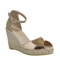 Gaimo for OFFICE Susan Wedge Espadrille ROSE GOLD LEATHER METALLIC LINEN