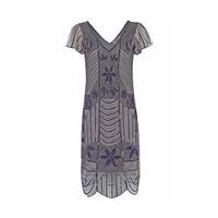 Gatsbylady Daisy Flapper Dress in Taupe Purple