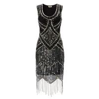 gatsbylady isobel black fringe flapper dress