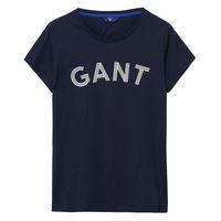 Gant Stripe Logo T-shirt - Thunder Blue