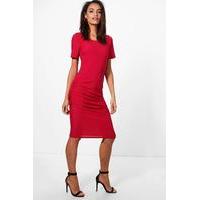 Gathered Midi Dress - fuchsia