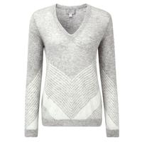 Gassato Cashmere Chevron Sweater (Heather Dove/Soft White / 14)