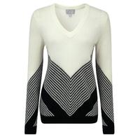 Gassato Cashmere Chevron Sweater (Soft White/Black / 10)