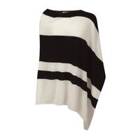 Gassato Cashmere Asymmetric Poncho (Soft White/Black / One Size)