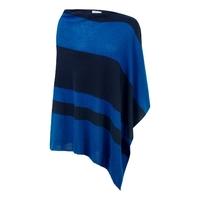 Gassato Cashmere Asymmetric Poncho (Oxford Blue/Navy / One Size)