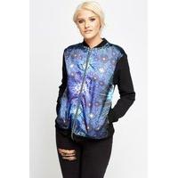 galaxy print front bomber jacket