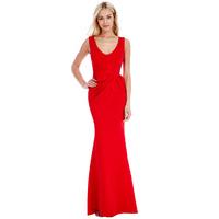 Gathered Sleeveless Maxi Dress - Red