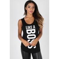 Gabi Like A Boss Printed Sleeveless Vest Top